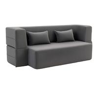 HOMCOM Divano letto 2 posti in schiuma, divano letto con braccioli larghi, 2 cuscini, portata 360 kg, Grigio Aosom Italy