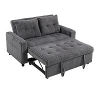 HOMCOM Divano letto 2 posti in velluto a coste con 2 cuscini e tasche, 157 x 190 cm, grigio scuro Aosom Italy