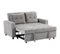 HOMCOM Divano letto 2 posti in velluto a coste con cuscini, 157x190 cm, Grigio chiaro Aosom Italy