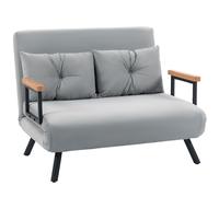 HOMCOM Divano Letto 3 in 1 Vellutato con Schienale Regolabile Grigio Chiaro