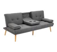 HOMCOM Divano Letto 3 Posti Convertibile Reclinabile con 2 Braccioli Staccabili, Divano Pieghevole 3 in 1 Imbottito 181x77x78 cm in Tessuto e Legno con Tavolino da Caffè per Soggiorno, Grigio Scuro