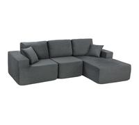 HOMCOM Divano letto angolare modulare, con seduta profonda, braccioli larghi, 2 cuscini, grigio scuro Aosom Italy