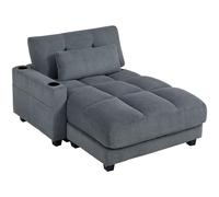 HOMCOM Divano-letto con cuscini, schiuma, trasformabile in letto, portabicchiere, grigio Aosom Italy