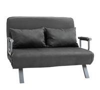 HOMCOM Divano Letto 2 Posti in Pelle PU e Acciaio con Seduta Regolabile in 5 Posizioni e Cuscini Staccabili, 105x80x78 cm, Grigio