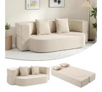 HOMCOM Divano letto convertibile 2 posti 190 cm 2 cuscini Beige