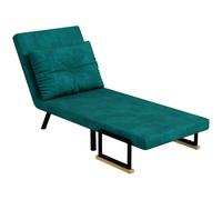 HOMCOM 4 in 1 Divano Letto 2 Posti, con Schienale Regolabile in 5 Posizioni, Divano Letto Matrimoniale Pieghevole con 2 Cuscini, Seduta Imbottita, in Velluto per Casa e Ufficio, 102x73x81 cm, Verde
