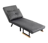 HOMCOM Divano Letto 2 Posti con Schienale Regolabile in 5 Livelli, Divano Letto Matrimoniale Pieghevole con 2 Cuscini per Soggiorno, in Tessuto Imbottito, Acciaio e Legno, 102x73x81 cm, Grigio scuro