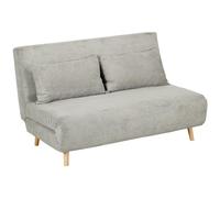 HOMCOM Divano Letto Matrimoniale con Schienale Regolabile in 3 Posizioni e 2 Cuscini, Divano Letto Clic Clac in Tessuto Effetto Lino Grigio