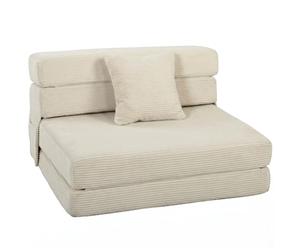 HOMCOM Divano letto pieghevole 2 in 1 con scaldacollo, 100 cm, colore: Crema