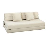 HOMCOM Divano Letto Pieghevole 2 in 1, Poltrona a 2 Posti Convertibile in Velluto a Coste con Cuscino e Tasche Laterali, Crema Aosom Italy