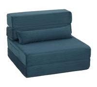 HOMCOM Divano Letto Pieghevole 3-in-1 Poltrona 1 Posto Convertibile Blu