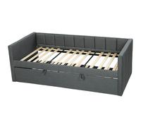HOMCOM Divano Letto Singolo con Lettino Estraibile in Tessuto Grigio Scuro
