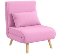 HOMCOM divano letto singolo rivestito in lino con schienale regolabile rosa