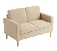 HOMCOM Divano Moderno 2 posti con con 2 cuscini e vano piedi, 117x63x79 cm, Beige Aosom Italy
