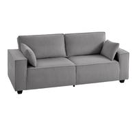 HOMCOM Divano Moderno 3 posti con braccioli larghi e 2 cuscini, 218x79x91 cm, Grigio Chiaro Aosom Italy