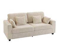 HOMCOM Divano Moderno 3 posti con braccioli larghi e 4 cuscini, rivestimento in velluto Raindrop e seduta profonda, 211,5x85x90 cm, beige Aosom Italy
