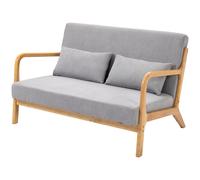 HOMCOM Divano 2 Posti Moderno e Salvaspazio in Legno con Cuscini, Seduta Imbottita e Tessuto Effetto Velluto, 122x80x72 cm, Grigio