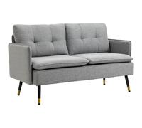 HOMCOM Divanetto 2 Posti in Tessuto con Cuscini e Gambe in Acciaio Grigio