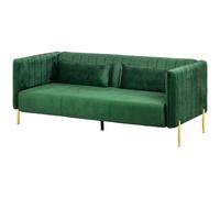 HOMCOM Divano Moderno Verde a 3 Posti con Cuscini Imbottiti e Gambe in Acciaio