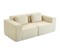 HOMCOM Divano Modulare 3 Posti Seduta Profonda e 2 Cuscini in Velluto Beige