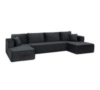 HOMCOM Divano modulare a U con 2 chaise longue, effetto cord e imbottitura a molle, grigio scuro Aosom Italy