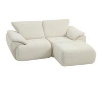 HOMCOM Divano Modulare ad Angolo 187 cm con Pouf Reversibile, Bianco Crema | Divano ad angolo 2 posti in chenille effetto nuvola, senza struttura, seduta ampia e profonda, per soggiorno/camera