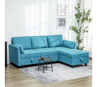 HOMCOM Divano Modulare Componibile con Pouf e Contenitori, Divano 3 Posti Angolare a L con Cuscini e Rivestimento in Flanella per Soggiorno, 213x156x88 cm, Blu Descrizione:Migliora il comfort di casa
