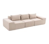 HOMCOM Divano modulare in ciniglia 3 posti 320 cm Beige | Seduta e braccioli extra larghi, 3 cuscini, imbottitura spessa, compresso, nessun montaggio, per camera ufficio