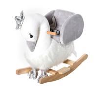 HOMCOM Dondolo Giocattolo a Forma di Cigno Bianco e Grigio Bambini 18-36 Mesi