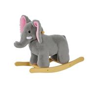 HOMCOM Dondolo per bambini con elefante a dondolo e cavallo a dondolo per bambini dai 18+ mesi con musica e maniglie, portata 60 kg, 61 x 23 x 43 cm Grigio