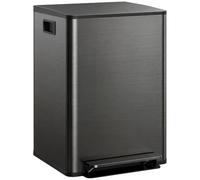 HOMCOM Doppio bidone cucina 2x30L Acciaio inox Doppio pedale Nero