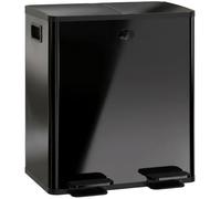 HOMCOM Doppio secchio cucina 2x20L acciaio inox soft close Nero | Doppio Cestino, Secchiello Interno Rimovibile, Antimpronte, per Riciclo e Rifiuti