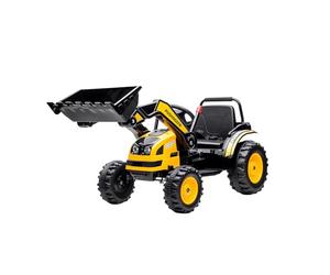 HOMCOM Escavatore Cavalcabile per Bambini a Batteria 6V con Doppio Motore, Velocità 1.5-2.5 km/h, Ruspa Giocattolo per Bambini di 3-5 Anni con Suoni e Luci, 132x62x65 cm, Giallo