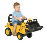 HOMCOM Escavatore per Bambini con Benna, 80x26.5x39 cm, Giallo e Nero | Schienale, Spazio Contenitore a Scomparsa, Ruspa Giocattolo in PP e ABS, Ruspa Cavalcabile per Bambini