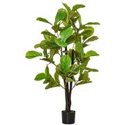 HOMCOM Ficus Artificiale 130cm per Interni ed Esterni con 78 Foglie | Pianta Artificiale Realistica