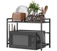 HOMCOM Fornetto Microonde Estensibile a 2 Livelli con 3 Ganci in Metallo Nero