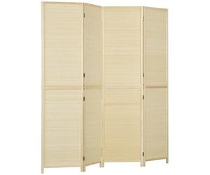 HOMCOM Frangivista per Interno Pieghevole a 4 Ante in Bambù color Legno