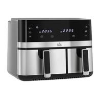HOMCOM Friggitrice ad aria senza olio a doppia zona 8,5 L - 2700 W - 8 programmi, touch screen a LED, temperatura regolabile, timer, 2 cestelli antiaderenti, sincronizzazione finale, ricetta