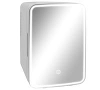 HOMCOM Frigo cosmetico 10L, piccolo frigorifero extrasilenzioso, 12V/240V per raffreddamento e riscaldamento, specchio con luci LED dimmerabili, per camera da letto, ufficio, trucco, bevande,