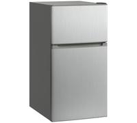 HOMCOM Frigorifero congelatore 88 L, piccolo frigorifero combinato, silenzioso, 2 ante reversibili, illuminazione, ripiani rimovibili, termostati regolabili, pala e cassetto del ghiaccio, classe E