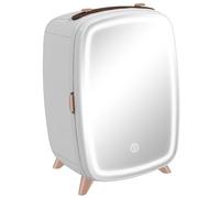 HOMCOM Frigorifero per cosmetici 6 l, piccolo 9 V, per raffreddare con porta con specchio e luci LED regolabile in 3 livelli, mini frigorifero per bellezza trucco bevande 24,3 x 19,4 x 35,6 cm, bianco