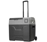HOMCOM Frigorifero Portatile per Auto 50L 12/24V DC 110-240V AC, Frigo Portatile con Pannello Touch, Maniglia e 2 Rotelle, in Alluminio e Plastica, per Barca, Camper, 58.6x37.8x54.5 cm, Grigio