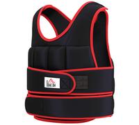 HOMCOM Giubbotto Zavorrato 20kg Unisex 38 Pesi Singoli, Imbottitura, Chiusure con Velcro, Nero e Rosso