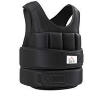 HOMCOM Giubbotto Zavorrato 20kg Unisex 38 Pesi Singoli, Imbottitura, Chiusure a Strappo, Nero