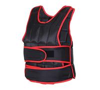 HOMCOM Giubbotto Zavorrato 20kg Unisex 38 Pesi Singoli, Imbottitura, Chiusure, Nero e Rosso