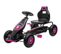 HOMCOM Go Kart a Pedali Bambini 5-12 Anni Ruote in Gomma Sedile Regolabile Rosso