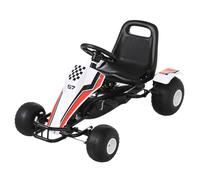 HOMCOM Go-Kart a Pedali Bianco per Bambini 3-6 Anni con Freno a Mano