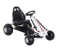 HOMCOM Go Kart a Pedali per Bambini 3-6 Anni con Sedile Regolabile, Freno e Frizione, Go Kart con Ruote Antiscivolo, 101.5x65.5x59.5 cm, Bianco e Nero
