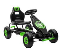 HOMCOM Go Kart a Pedali per Bambini 5-12 Anni con Sedile Regolabile, 50 kg Portata, Veicolo a Pedali per Bambini con Marcia, Avanti, Retromarcia, Freno a Mano e Ruote in EVA Antiscivolo, Verde e Nero