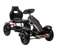 HOMCOM Go Kart a Pedali per Bambini 5-12 Anni in PP e Metallo Nero con Sedile Regolabile e Freno a Mano, 121x58x61 cm